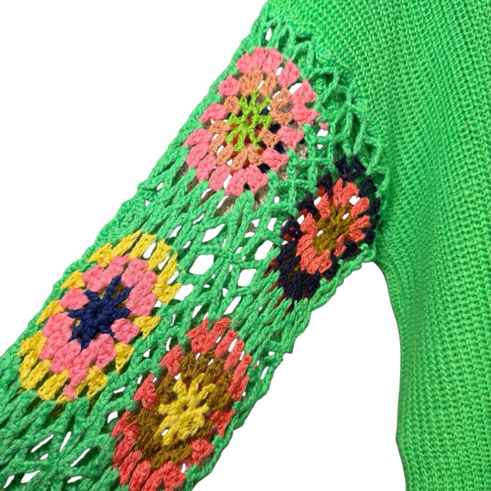 Blakeley Green Crochet Sleeve Sweater Small / medium NWOT - Picture 4 of 6